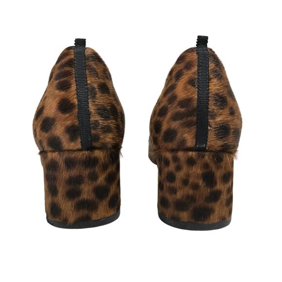 Boden Victoria Mid Heel Loafer Size 36 Leopard Calf Hair Animal Block Penny - Picture 6 of 10